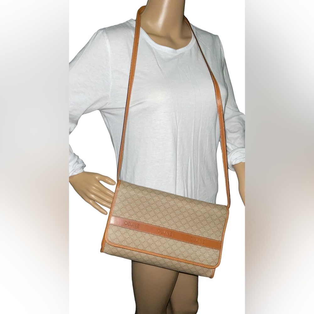 CELINE MACADAM VINTAGE FLAP CROSSBODY BAG
